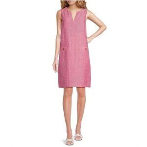 J. McLaughlin Rue Linen Shift Dress Peony Pink Medium Beach Resort Summer Size S